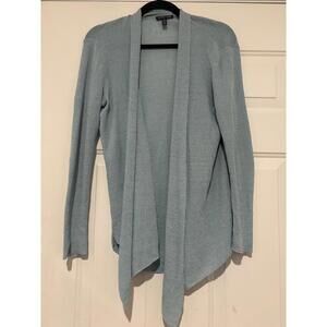 Women's sz S Eileen Fisher blue/green open front cardigan sweater #1373